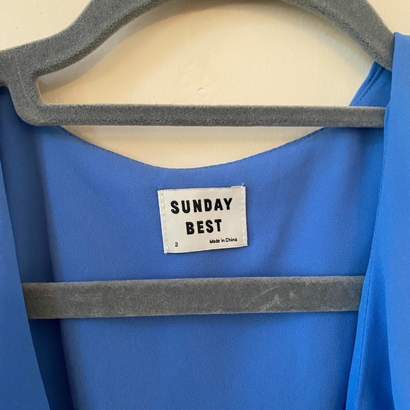 Sunday Best Aritzia Blue Ruffle Wrap Dress Size 2 - Picture 5 of 12